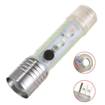 Helius Long Range 30W LED White Zoom Transparent Fluorescent Flashlight With Clip Magnet Light Tactical Bright Outdoor Torch