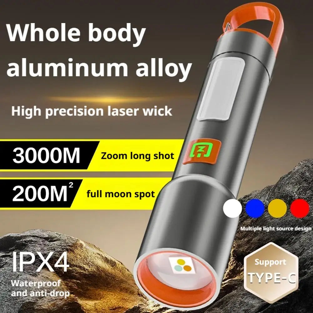LED Camping Powerful Flashlight USB Charging Mini Portable Torch 300LM Ultra Bright Torch For Outdoor Hiking Fishing